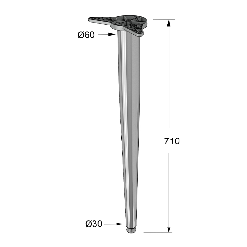 CRB LEG CONIC / H.710 / CHROME